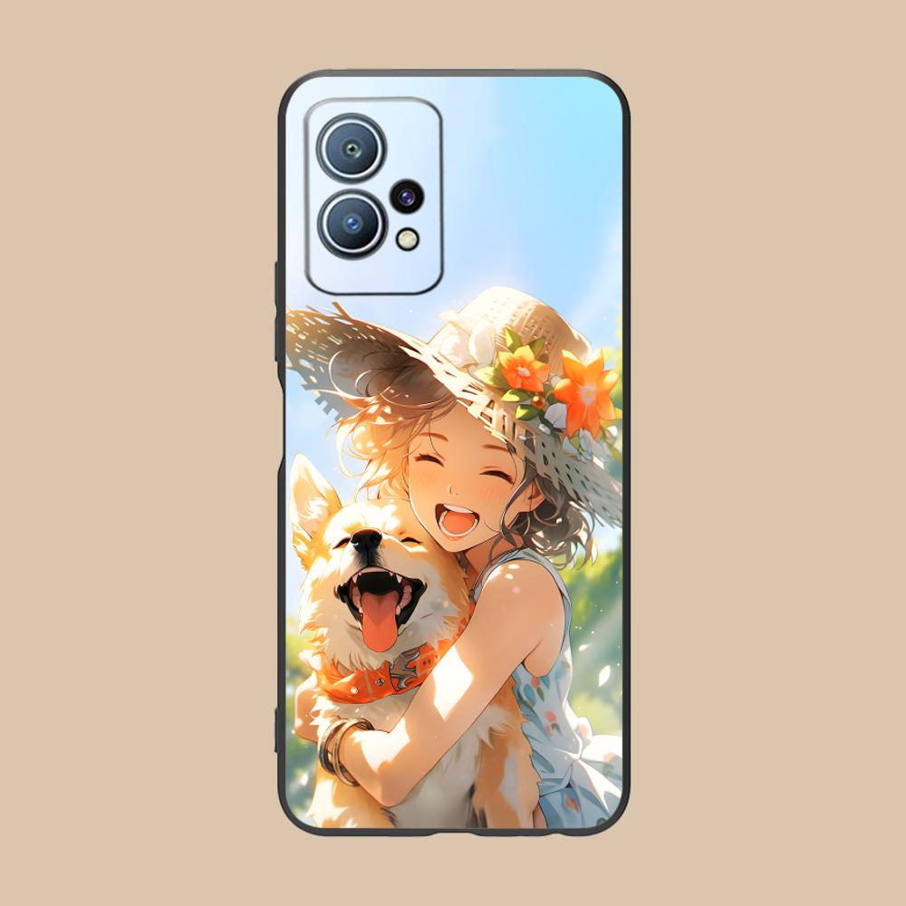 Girl Dog Puppy Matte TPU Mobile Phone Case for Huawei P60 P50 P40 P30 P20 P10 P9 P8 Pro Lite Plus Colorful Printing Cover