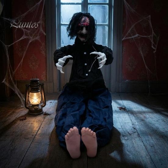 Decorazione Fantasma Zombie di Halloween Animata Attivata dal Suono, Spaventoso Oggetto di Scena per Casa Infestata con Movimento Spaventoso Attivato da Suono Ruggente,