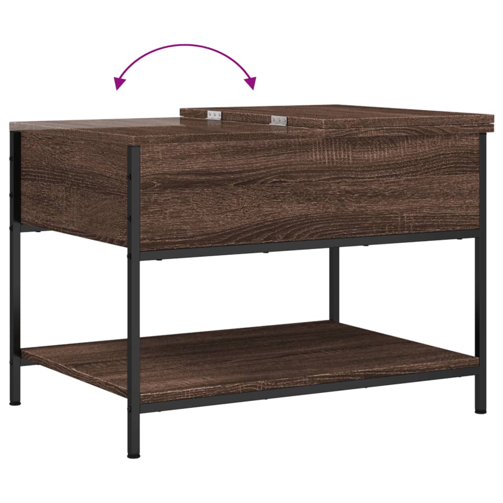 Coffee Table Brown Oak Look 70 x 50 x 50 cm Wood Based Material Metal