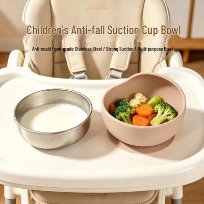 Silicone Suction Bowl with Stainless Steel Liner - Child's Anti-fall Training Bowl