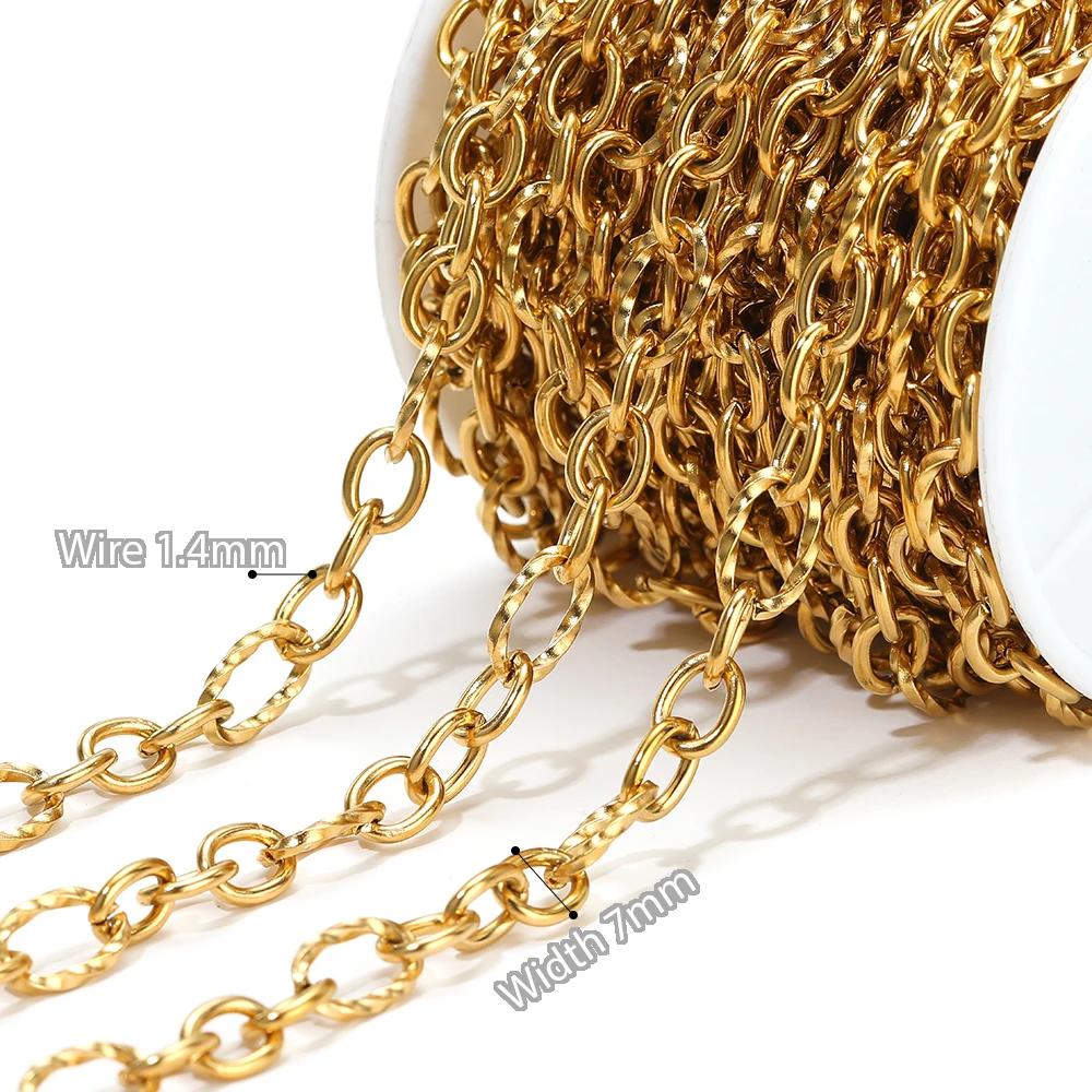 1 Meter Stainless Steel Gold 3:1 O Link Rolo Cable Chunky Chains for DIY Jewelry Making Bracelets Supplies Necklace Findings