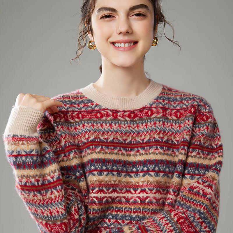 Damen Verdickter Kaschmir-Mischpullover mit Rundhalsausschnitt