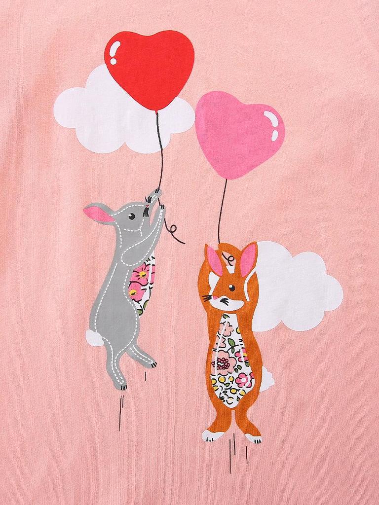 Meisjes Herfst Lange Mouw Cartoon Print Katoenen T-shirt