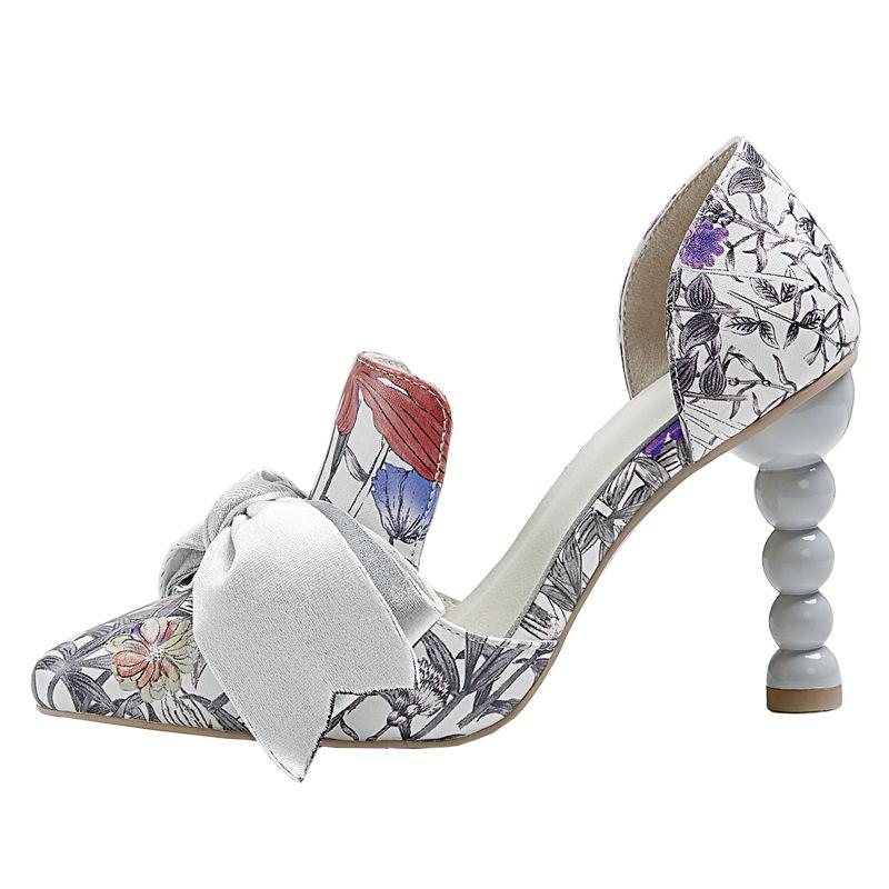 New Butterfly -Knot Pointed Toe Pumps Women Sexy Stiletto High Heels Women Party Wedding Shoes Women Printing Femmes Chaussures