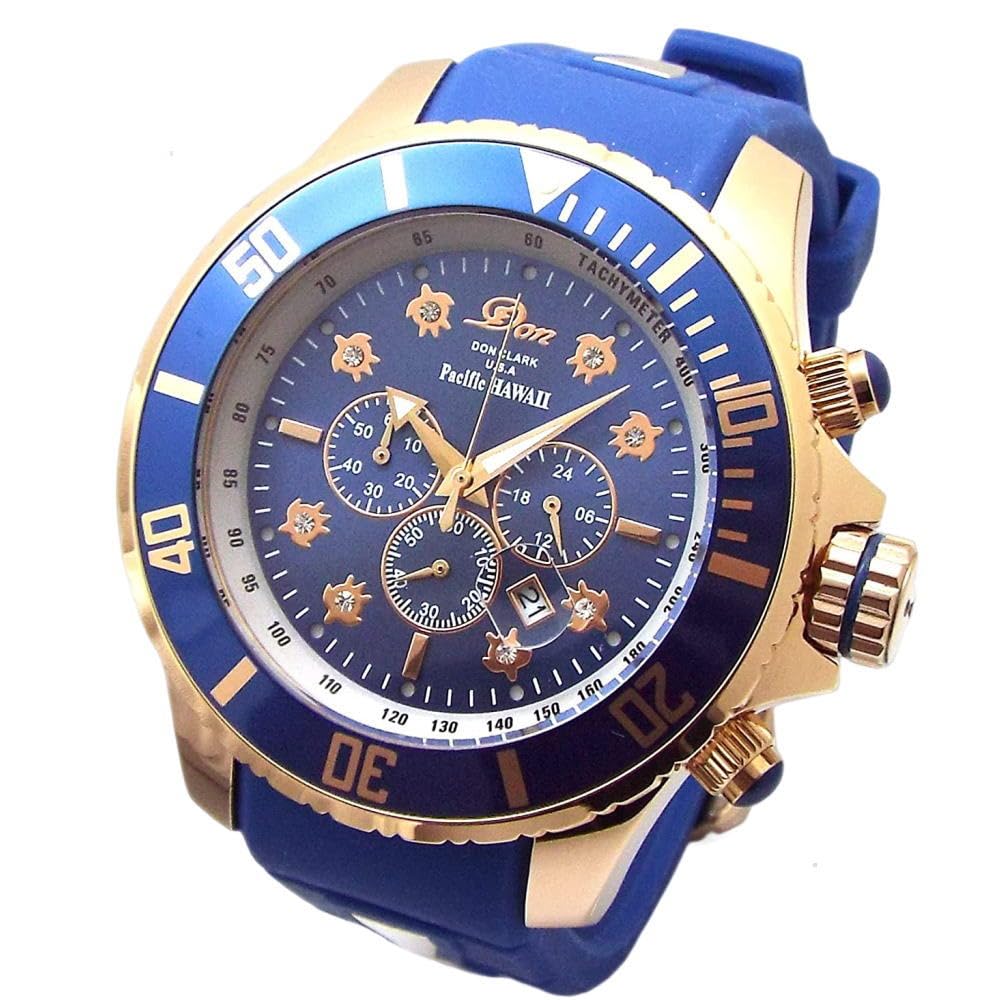 

Dan Clark Pacific Hawaii Tachymeter Chronograph Watch with 100M 48mm Big 8 Crystal Hawaiian Jewelry Men s Japanese-made Movement, Diver s Watch, Face, синий