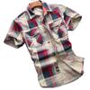 Summer Men's Shirt Short Sleeve Cotton Business Casual Half Sleeve Plaid Breathable Absorb Sweat T-shirt