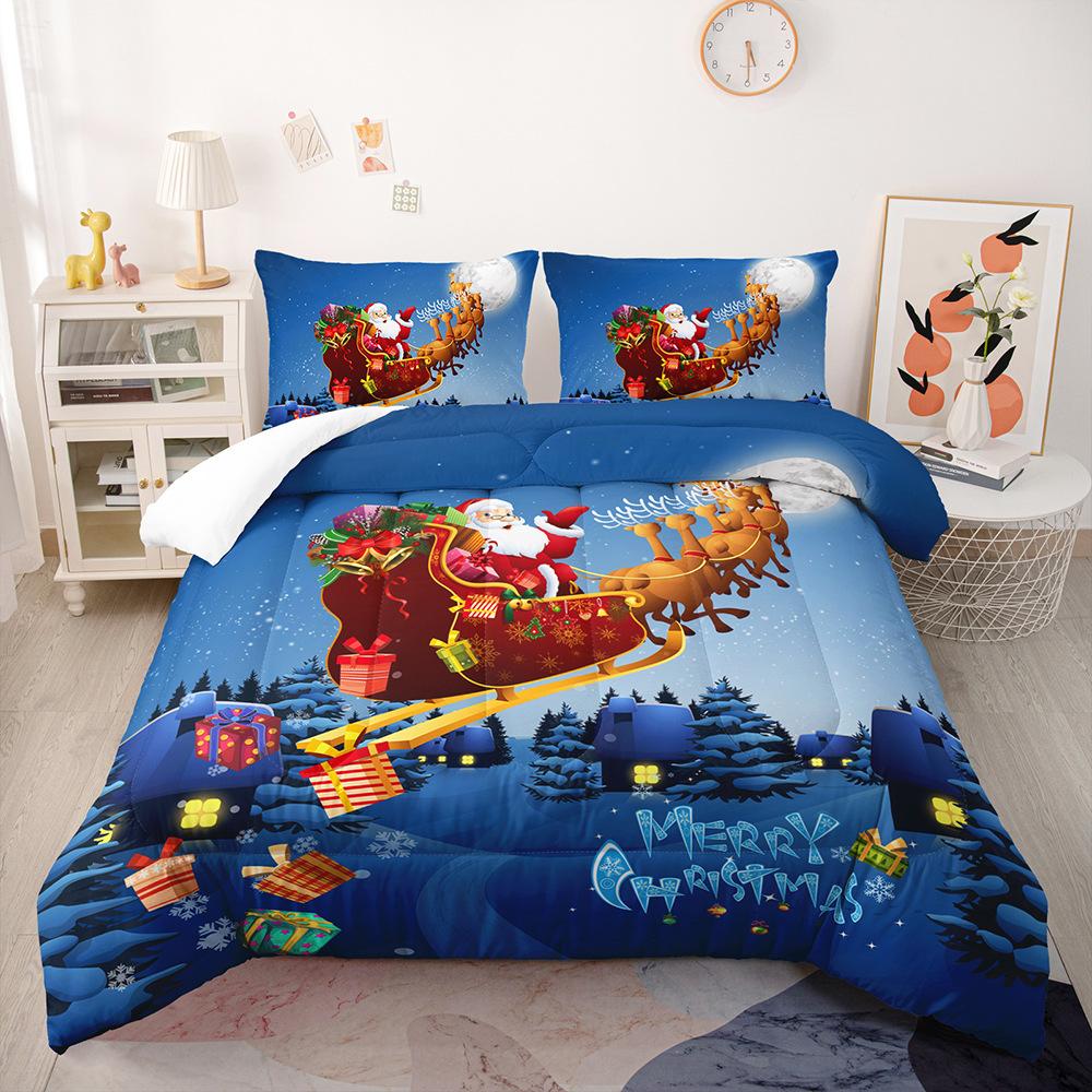 Festive Santa Claus Duvet Cover Set Christmas Comforter Cover Merry Christmas Bedding Sets Winter Snow Holiday Quilt Cover