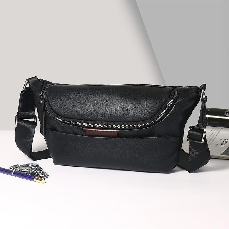 

Men s Leather Shoulder Bag Black Trendy Commuting Casual Fashionable Crossbody High-end Feel