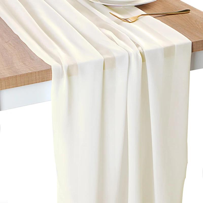 

5 шт. светло-зеленых шифоновых дорожек для стола в стиле бохо, прозрачная ткань для свадебной вечеринки, рождественского девичника, дня рождения, украшений 30X180cm 5pcs слоновая кость