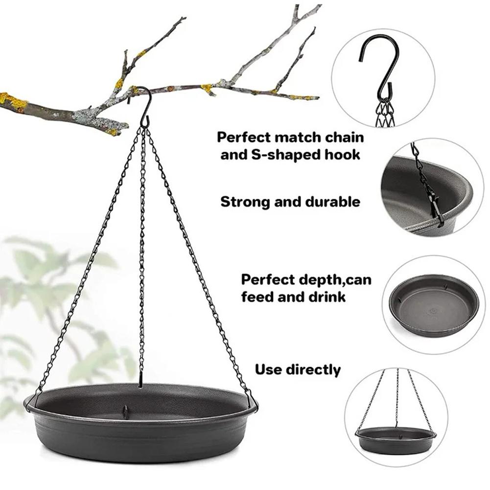 Garden Bird Bath Tray Hanging Bird Feeder Chain Hanging Outdoor Garden Drinking Water Bird Feeding Device Drinking Water Basin