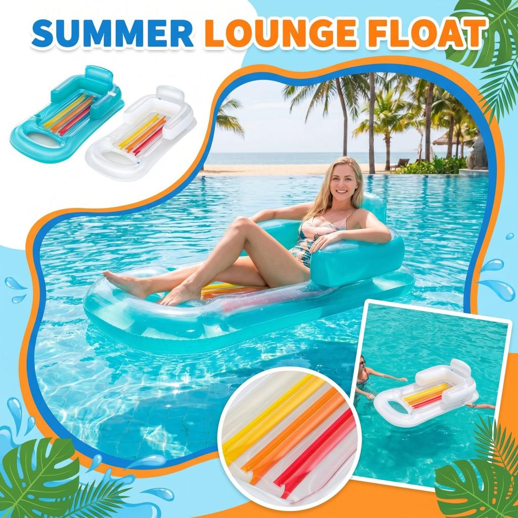 Aufblasbarer Poolschwimmer Floß mit integrierter Rückenlehne und Armlehnen für die Wassererholung im Freien am Pool, Strand und Sommeraktivitäten