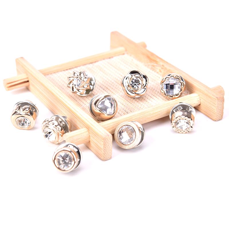 10Pcs/Set Mini Pearl Flower  Brooch Buttons Suit Shirt Lapel Collar Pins