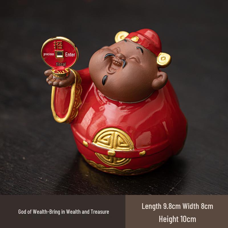 God of Wealth Ceramic Ornament for Home or Office Display