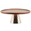 Light Luxury and High Feet Metal Hammer Base Fruit Bowl Ornaments Home Solid Wood Cake Dessert Display Tray Decorations Plate