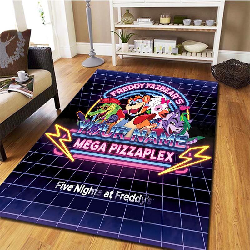 Fnaf Celebration Custom Name Carpet Rug For Living Room Bedroom Home Sofa Decoration Kids Play Nonslip Floor Mat