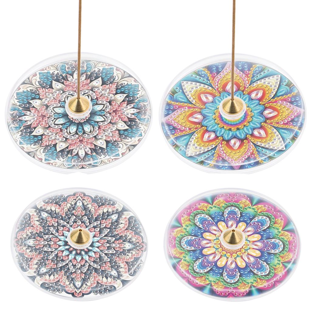 4pcs DIY Diamond Painting Incense Tray Acrylic Diamond Art Incense Burner Stick Holder Special Shaped for Adults Beginners