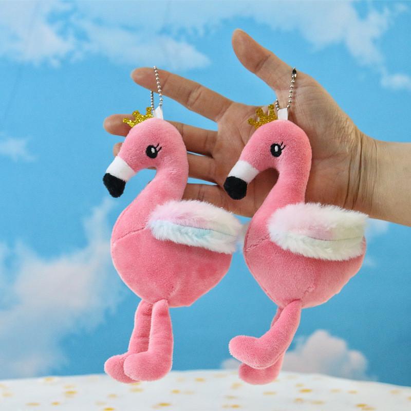 Adorable Mini Flamingo Plush Toy Soft Pink Stuffed Animal Keychain Accessory
