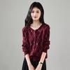 SOFSIL Women's Diamond Pattern Wool Blend Cardigan