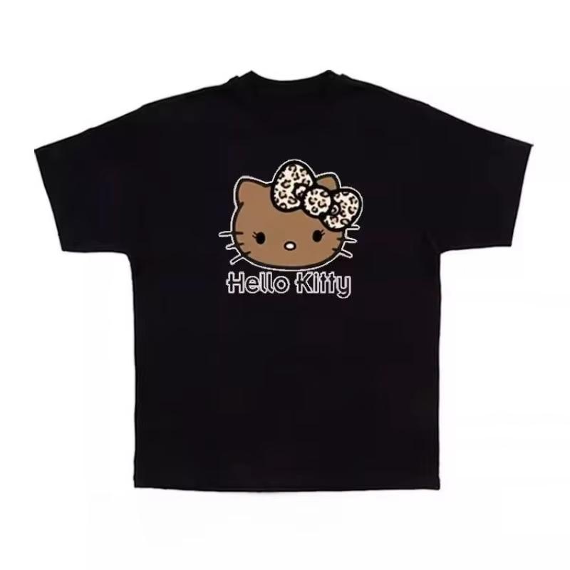 

2026 Kuromi Sanrio Printed Cotton TShirt Summer Cartoon Design Childrens Roundneck Fashion LooseFitting Casual Wear S