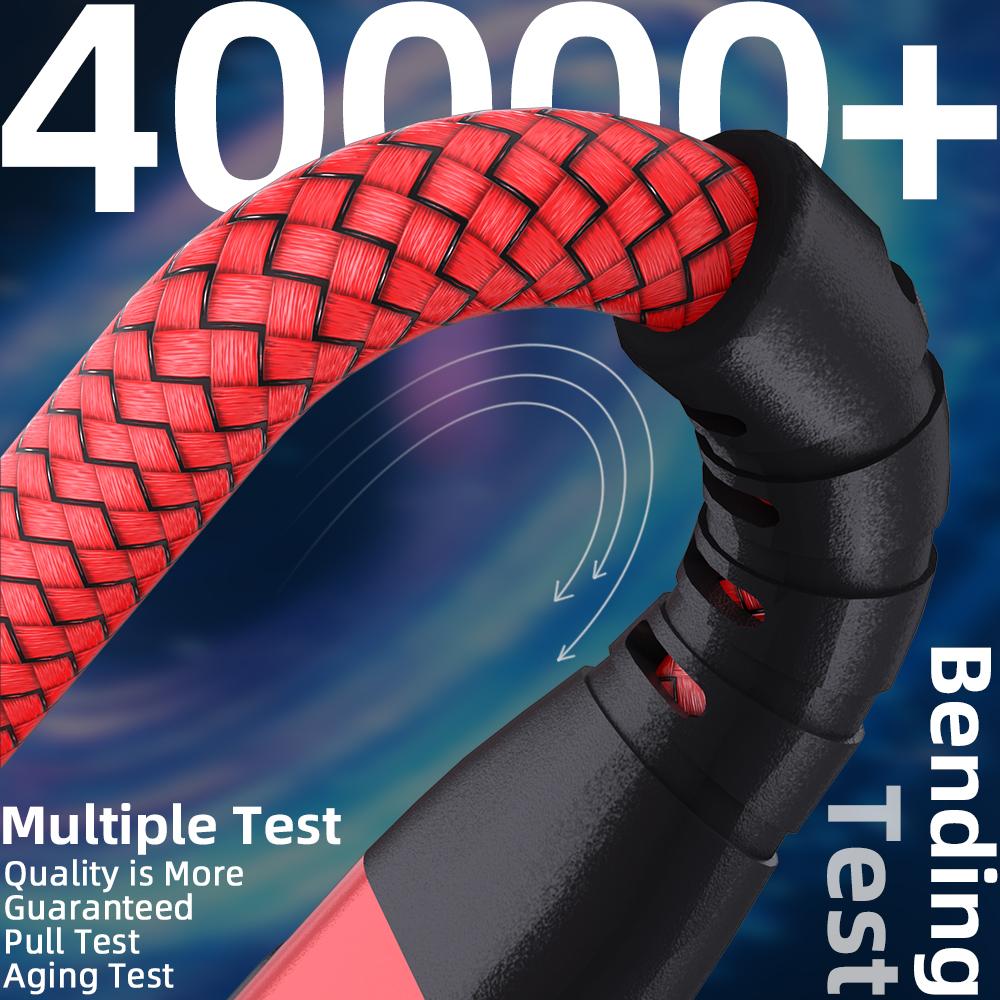 2m USB-C To USB-C Cable 100W 5A/20V Nylon Braided Phone Tablet Fast Charging Digital Display Cord