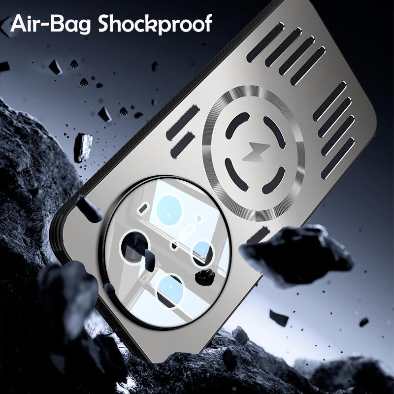 Hard Metal Heat Dissipation Magnetic Wireless Charging Cover For Huawei Mate 70 60 50 40 Pro Cool Protective Back Case