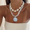Collier Coquillages Multicouches Pour Femmes Avec Pendentif en Alliage Accessoire de Vacances d'Été à la Plage