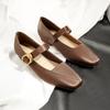Recommended Square Head French Mary Jane Shoes Women's Flat 2025 New Spring and Autumn Versatile Light Mouth Thick Heel One Word with Single Shoes