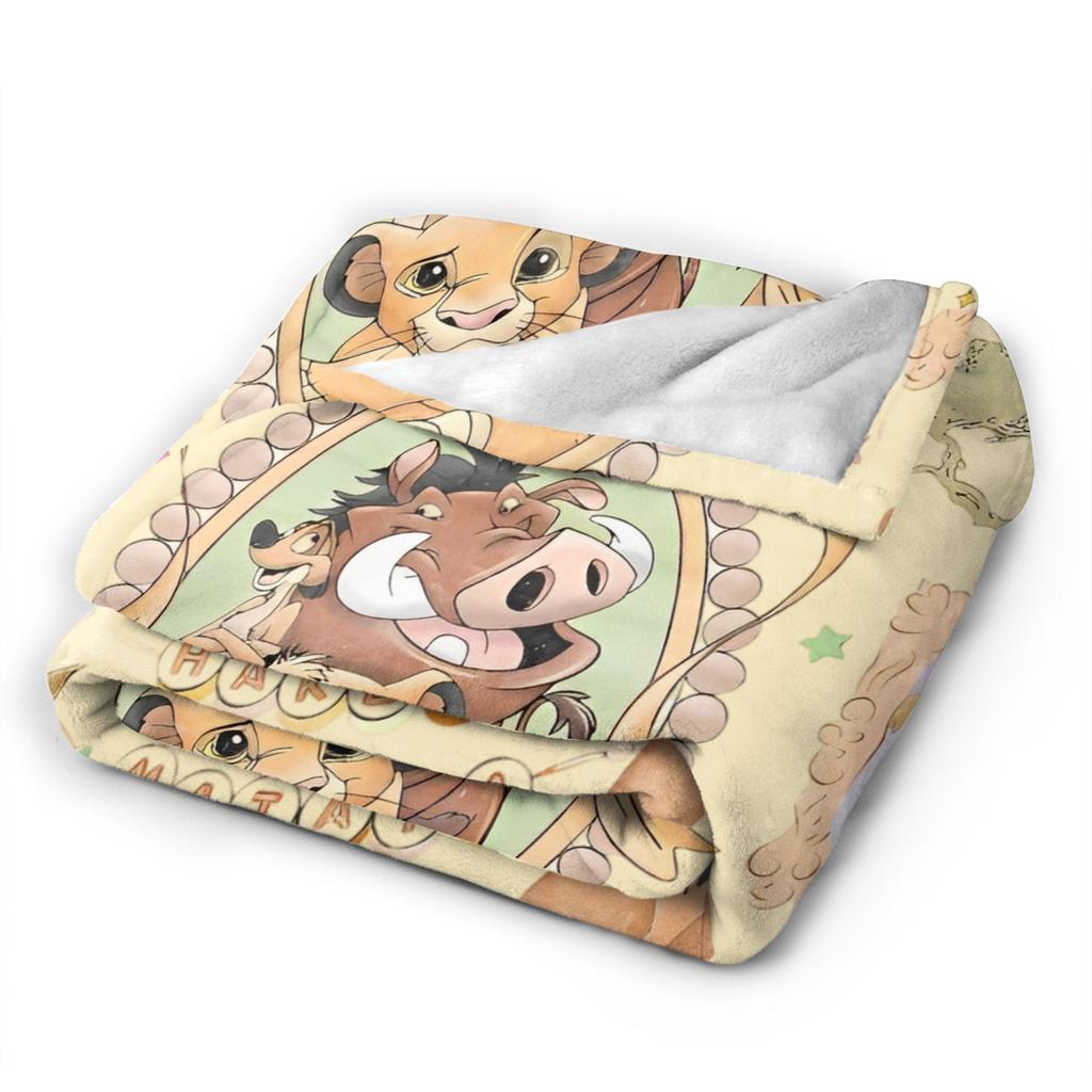 Retro Bows Hakuna Matata Lion King Simba Blanket Flannel  Super Soft Throw Blankets for Car Sofa Couch Bed Rug