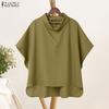 ZANZEA Oversized Women Swing Collar Drop Shoulder Casual Loose Half Sleeve Baggy Blouse