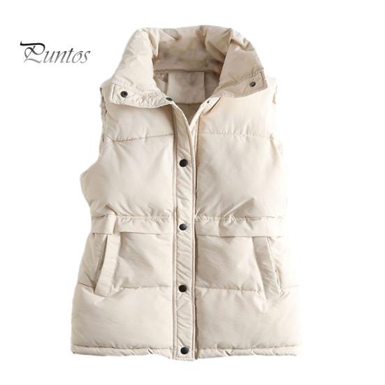 

Женское зимнее пальто с карманами, застежкой на кнопки, воротником-стойкой, без рукавов, однотонный жилет для отдыха на открытом воздухе и спорта L бежевый