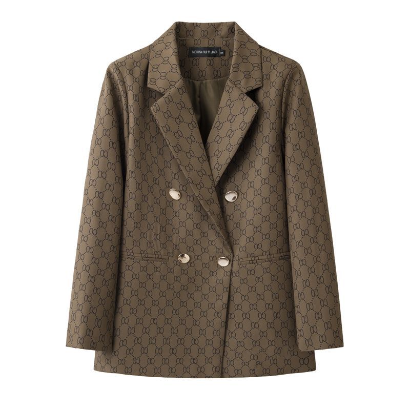 Blue Blazer Women British Style Checkered Suit Jacket Elegant Office Wear New Arrival Performance Outfit