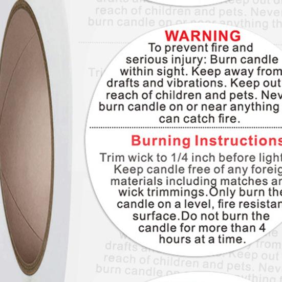 500Pcs/1Roll Candle Warning Labels Wide Applications Warning Easy to Paste Round Black And White Warning Labels for Bedroom