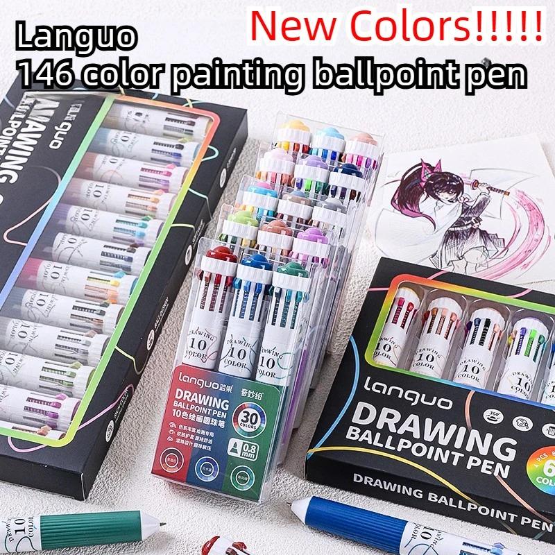 Languo 146/10 Color Ballpoint Pen 0.8mm Cartoon Soft Grip Press for Drawing Multicolor Writing Pen Office School Supplies