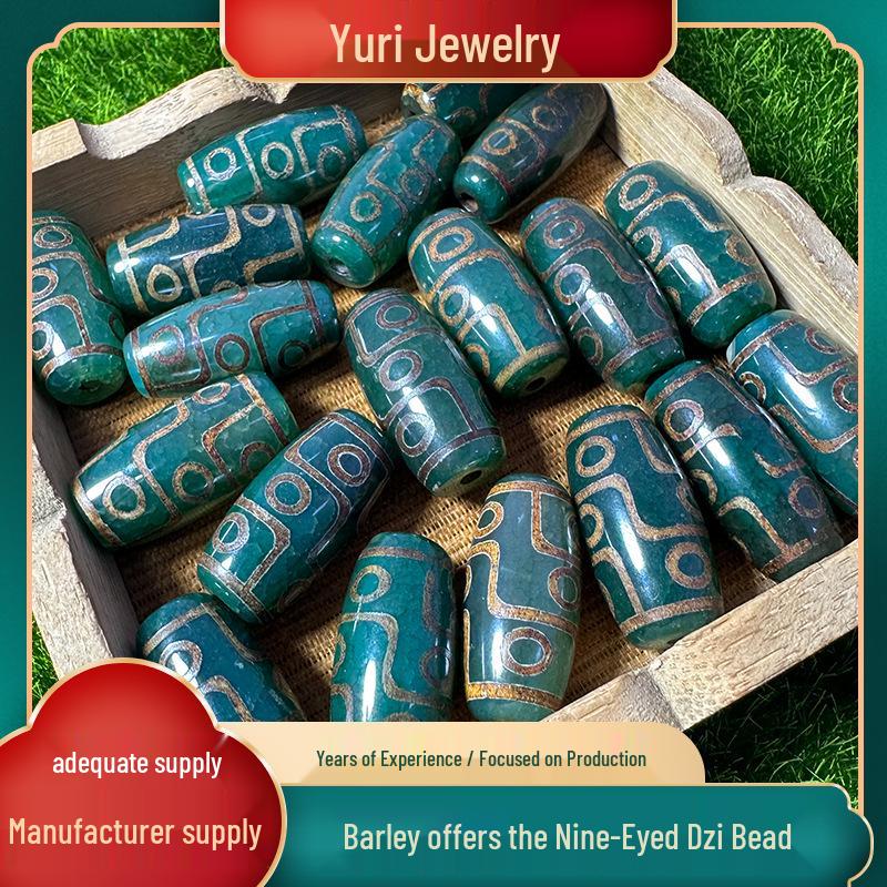 Зеленые агатовые бусины Дзи с девятью глазами в тибетском стиле - Натуральные буддийские аксессуары из бусин Бодхи с высоким блеском. -