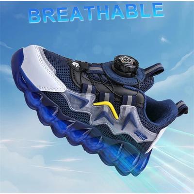 Summer Boys Sports Shoes Kids Sneakers Boys Breathable Mesh Trendy Shoes With Rotating Button Ideal For Active Children