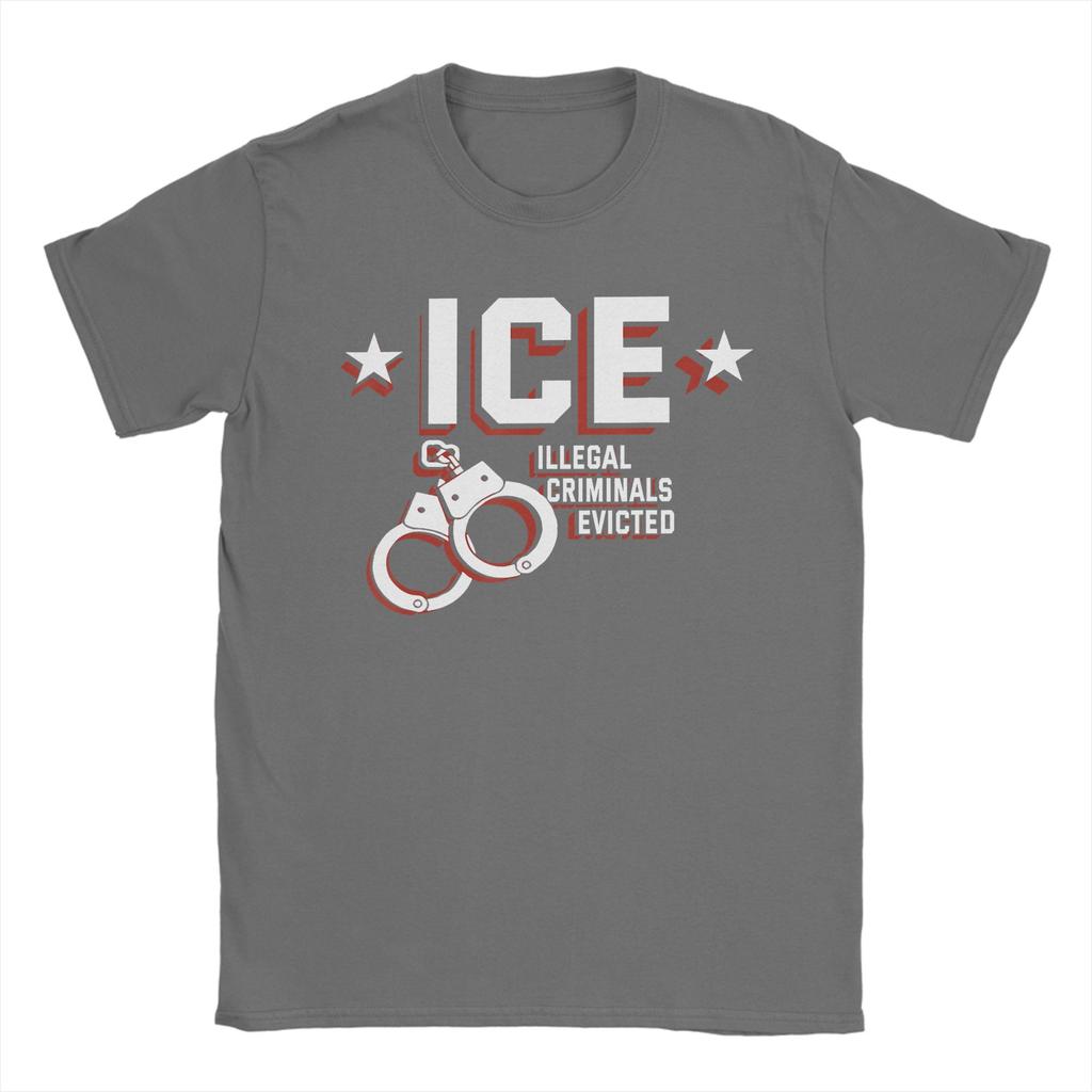 Mens TShirt ICE Illegal Criminals Evicted Novelty 100 Cotton Tee Shirt Short Sleeve T Shirts Round Neck Clothes Graphic