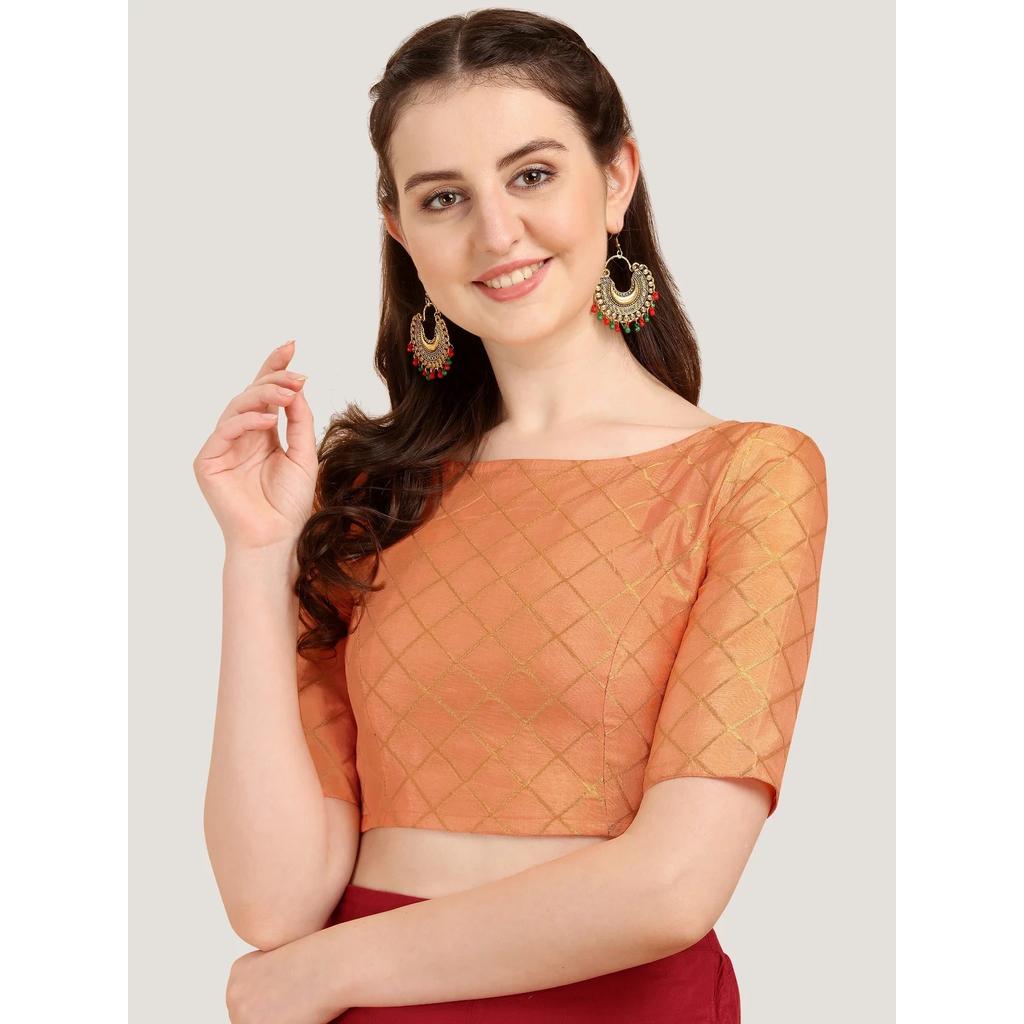 Hermosa Blusa de Trabajo Tejida en Jacquard Ropa para Fiesta de Boda India Choli Cosido