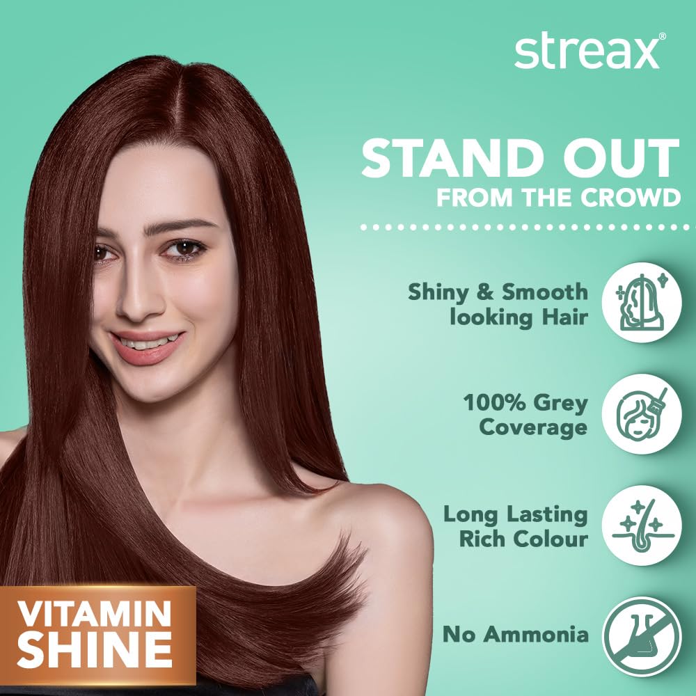 Streax Crème Permanente Haarfarbe 4.6 Rötlich Braun 120 ml Packung mit 1 Lang Anhaltende Grauabdeckung