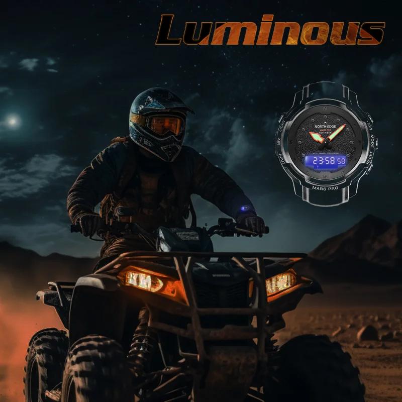 NORTH EDGE MARS Pro Men's Sports Digital Watch Military Army Carbon Fiber Case Watches Altimeter Barometer Compass Waterproo 50M