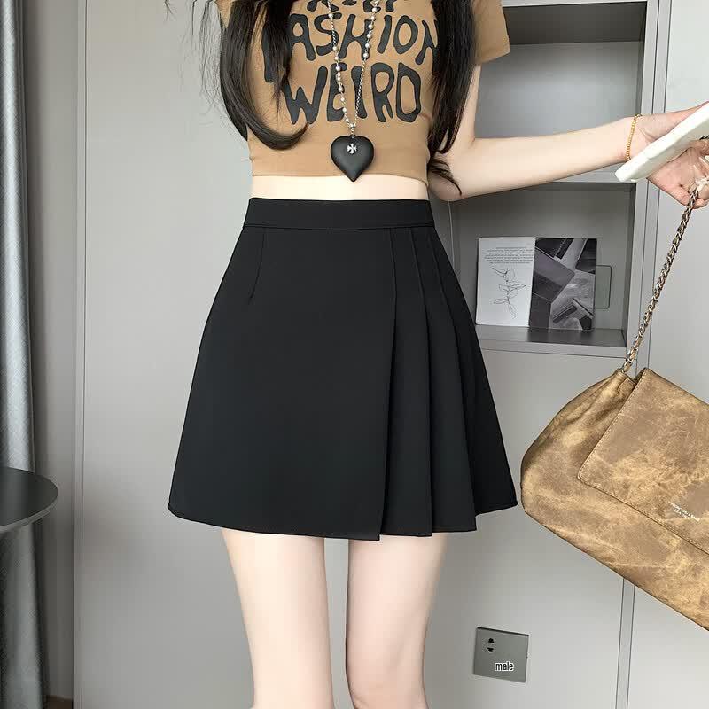 Women's High-Waisted Pleated A-Line Mini Skirt
