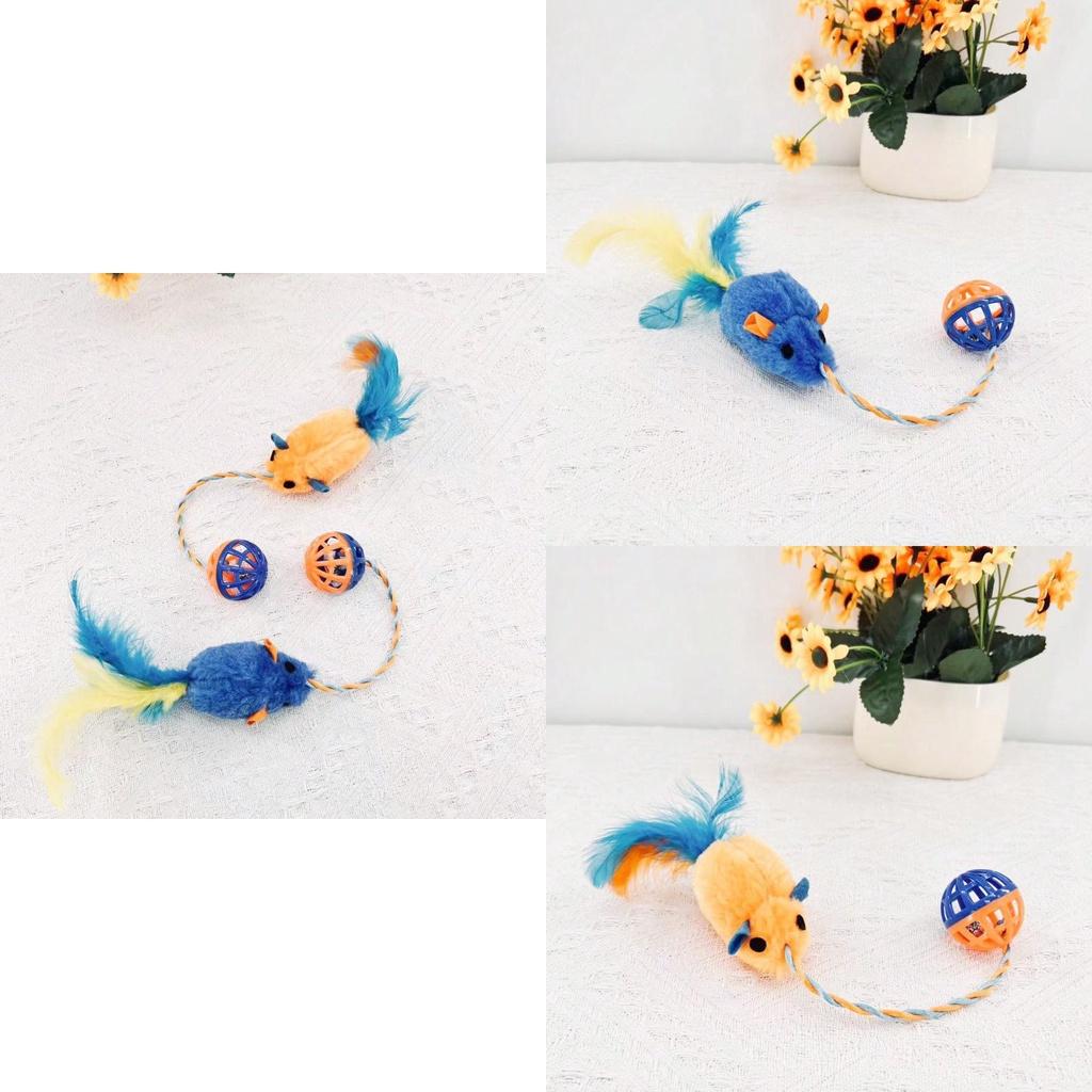 Interactive Feather Mouse Bell Toy For Cats New Cross-border Cat Toy To Keep Your Feline Entertained Plush Material