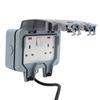 2 Gang Outdoor Electrical Outlet IP66 Water Proof Wall Mounted Power Outlet with Indicator Light