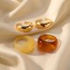 4Pcs/Set Retro Geometric Smooth Opening Rings for Women Men Classic Simplicity Resin Metal Combination Rings Party Jewelry Gifts