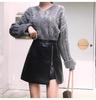 2025 Herbst/Winter Damen High Waist PU Leder Unregelmäßiger Bodycon A-Linien Rock