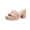 Hemp Rope Slope Heel Thick Bottom Cool Slippers Hollow Flower Embroidery Thread Word with Holiday Leisure Daily Fashion Thick Bottom Increase
