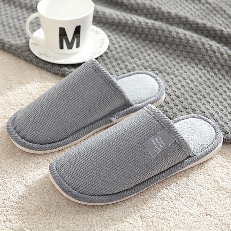 

Женские осенне-зимние домашние тапочки однотонные туфли нескользящие вельветовые мужские домашние тапочки для помещения тапочки для пары WSH4247 42 светло-серый