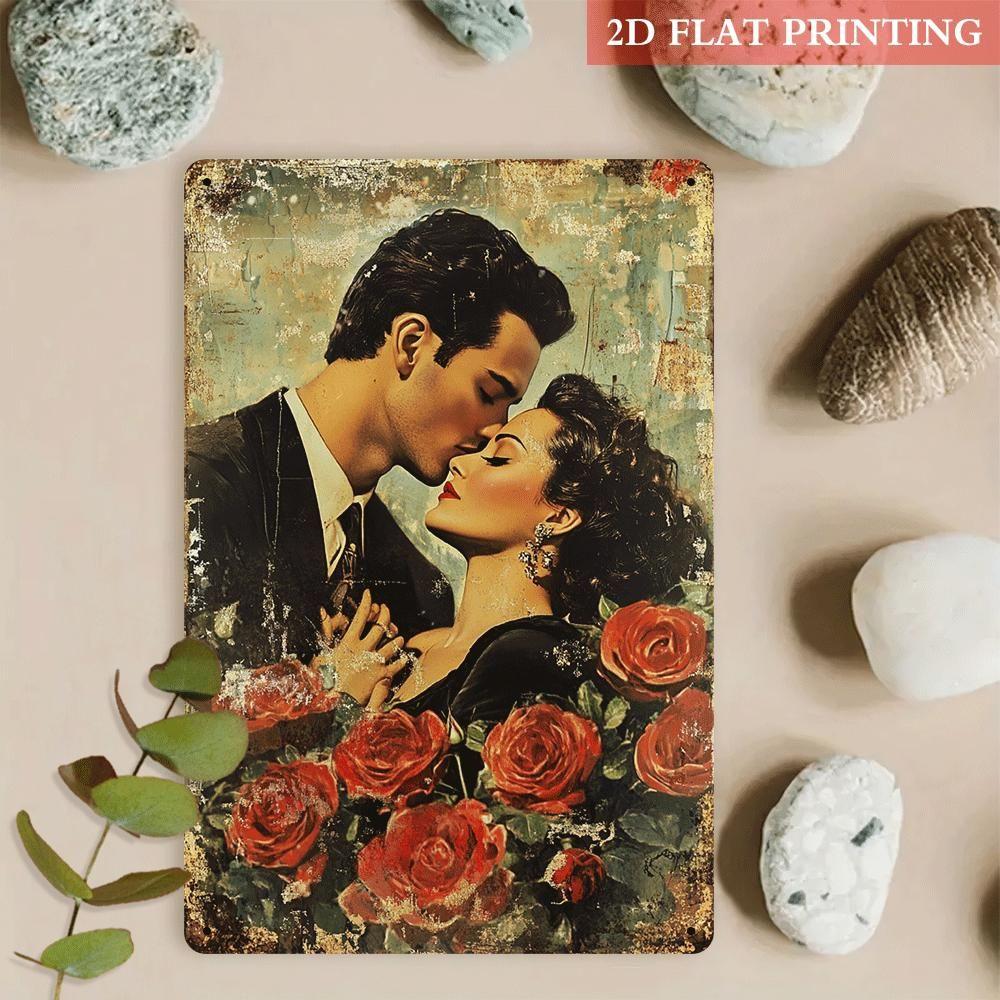 

Vintage Valentine s Day Metal Decorative Painting Gift for Couples Bedroom Living Room Cafe