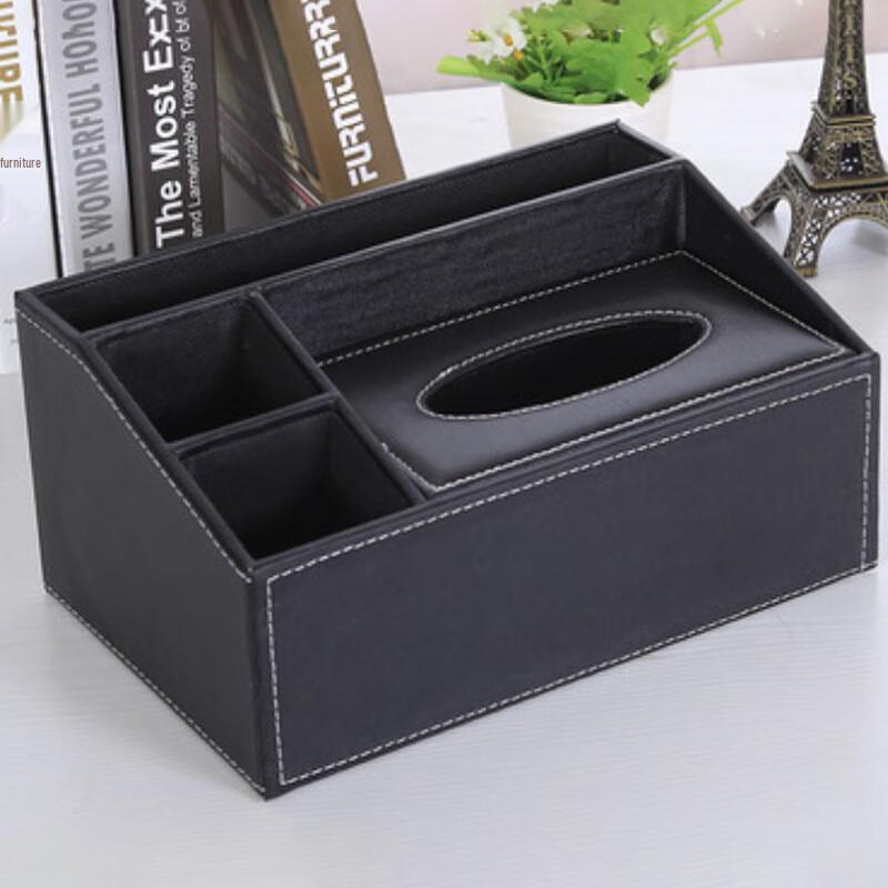 Desktop Leather Tissue Box and Remote Organizer