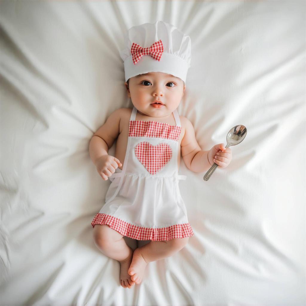 Set Grembiule e Cappello da Chef per Bambini per Fotografia, Cucina e Attività Artistiche