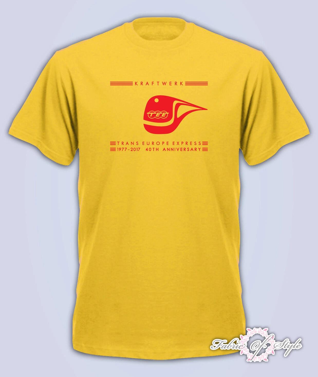 40th Anniversary KRAFTWERK TRANS EUROPE EXPRESS RETRO Mens T- Shirt Yellow Red 4XL